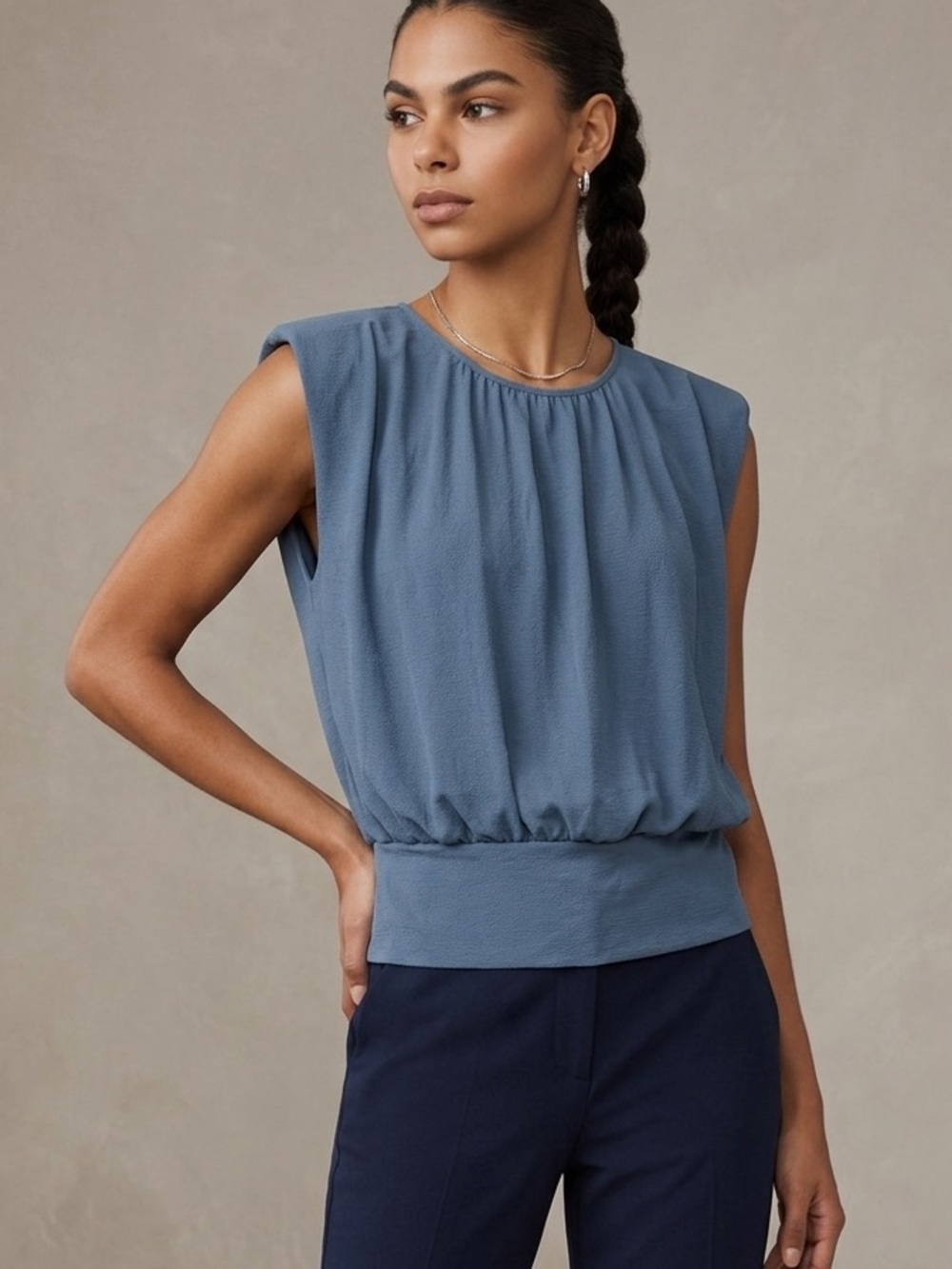 Banana Republic Sleeveless Cap Shoulder Blouson Blouse